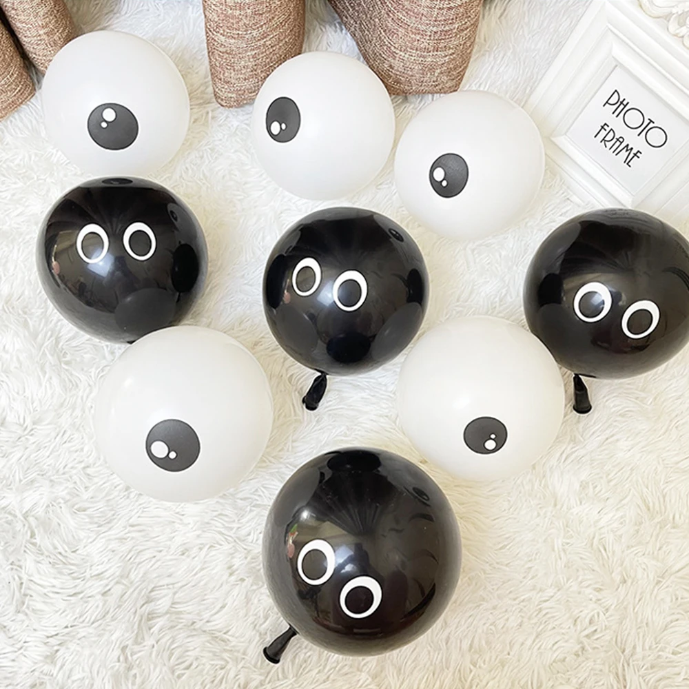 

15pcs 5inch Thicken Animal Eye Latex Balloons Black White Top Smiling Face Balloon Cartoon Characters Small Balloons Decoration