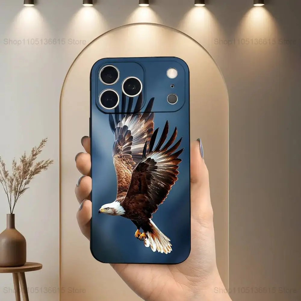 Sleek Black Eagle Design Soft Silicone Phone Case