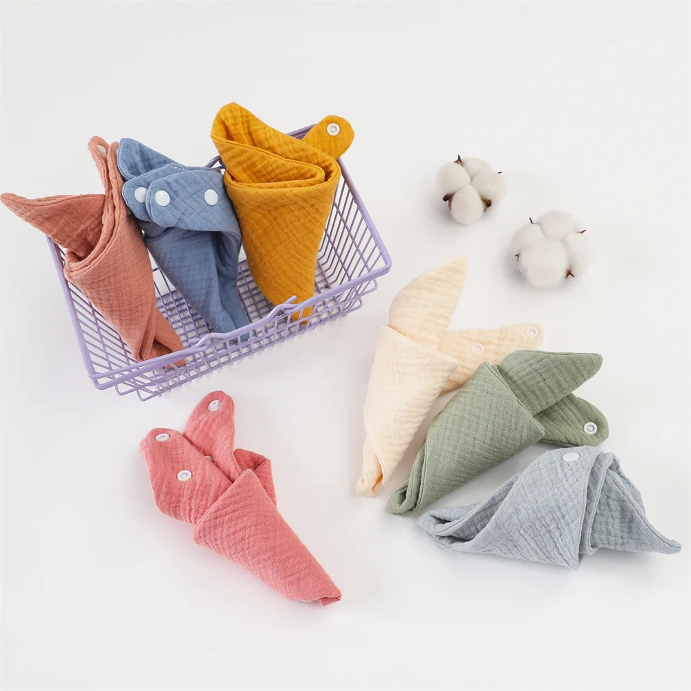 19 Color Crepe Triangle Saliva Towel Baby Bibs Infant Cotton Bib Newborn Solid Bandana Burp Cloth For Kid Feeding Drool Bibs 4