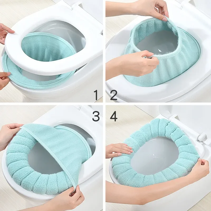 Bathroom Toilet Seat Cover Washable Soft Winter Warmer Mat Pad Cushion O-shape Bidet toilet seat cover