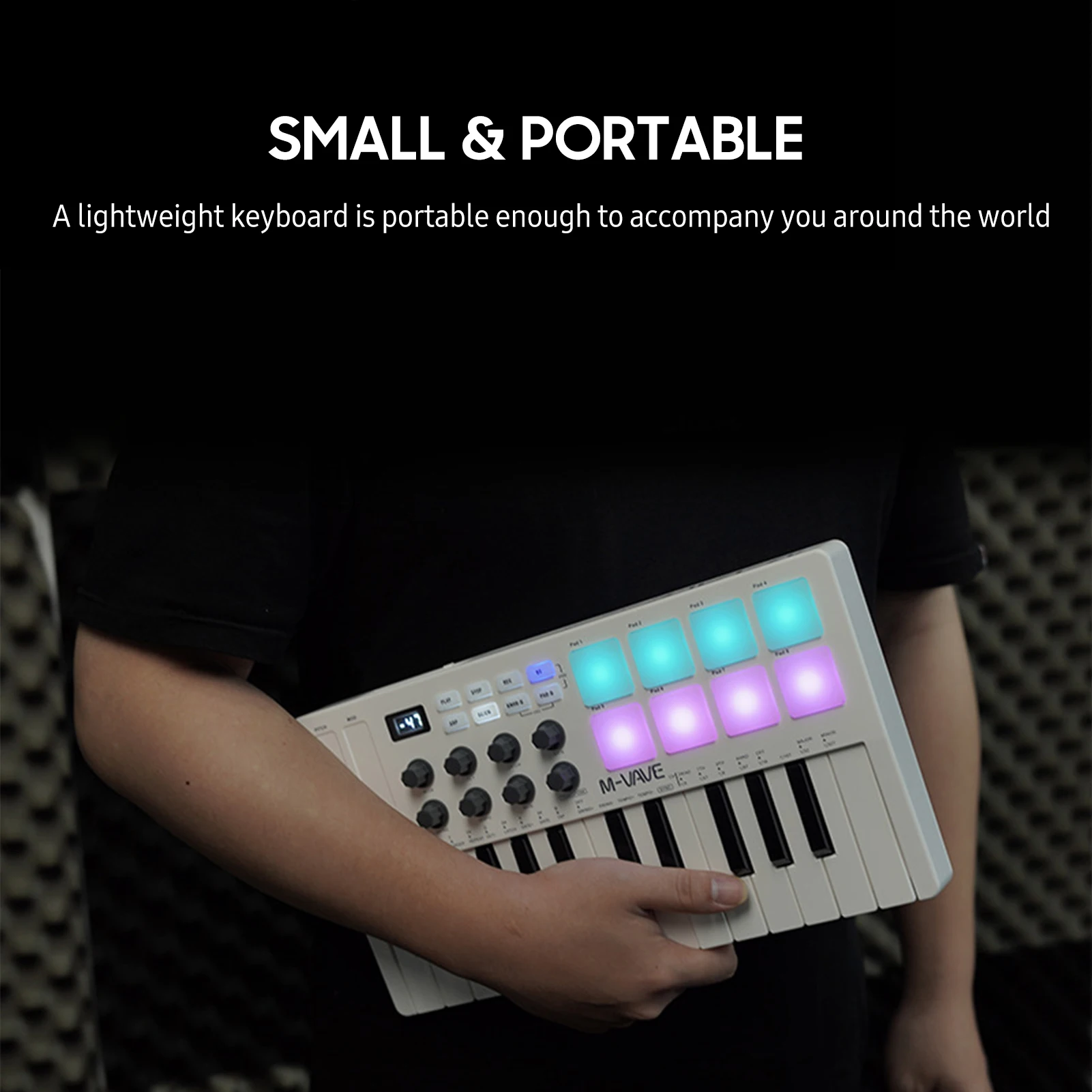 M-VAVE MIDI 25 Ű USB MIDI Ű Ʈѷ, 8 Ʈ 巳 е, 8 , 8 RGB  Ű Ʈũ е, Ǳ ǰ