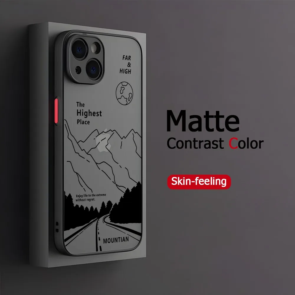 Matte Hard Cover Phone Case with Mountain Sunrise Design