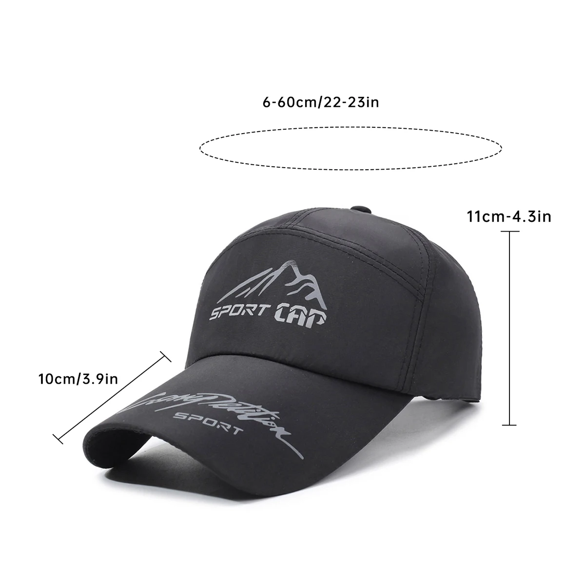 Special Brim Fishing Sun Hat for Men, Uv Protection, Quick-Drying, Velcro Fishing Baseball Cap, Long Brim, Sun Protection, Fashionable for Hiking and Camping
