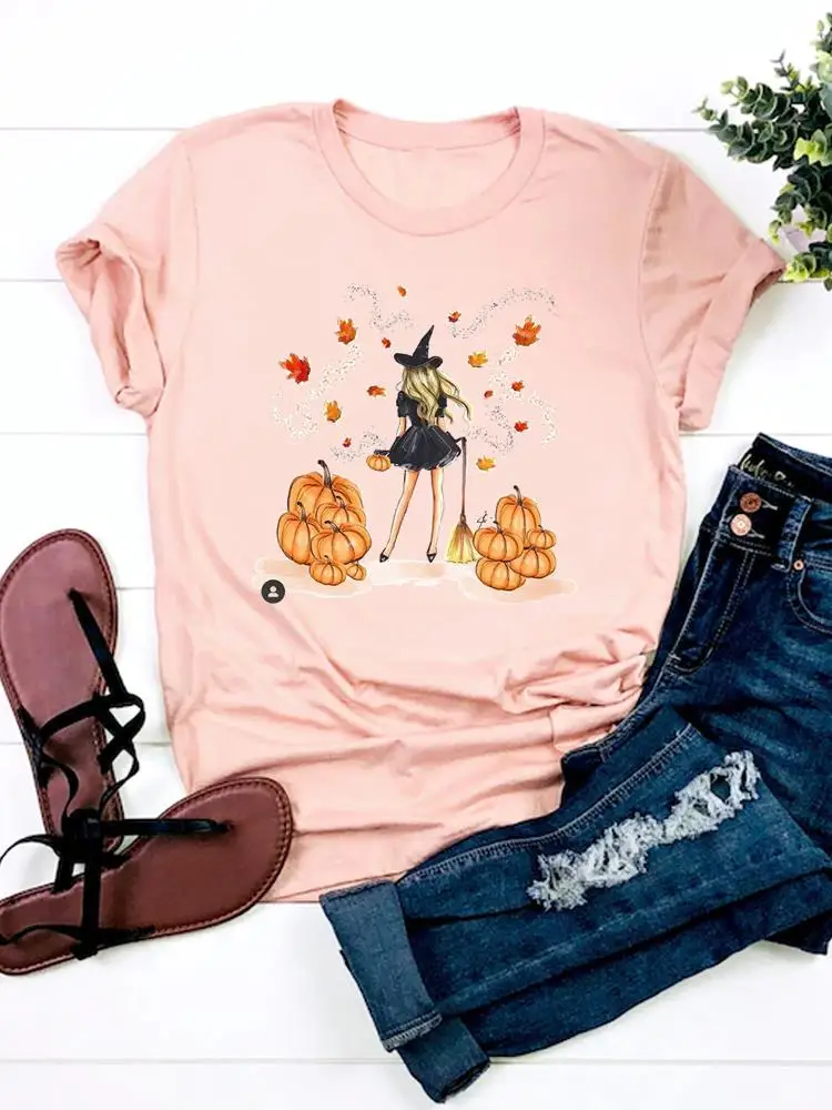 

Pumpkin Trend 90s Graphic T-shirt Tee Fall Autumn Top Thanksgiving Clothes Women Ladies Halloween Print T Shirt Clothing