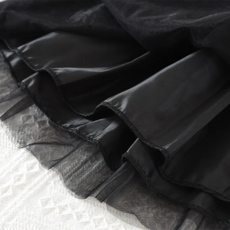 Autumn New Children's Three-dimensional Bow Grey Long-sleeved Top with Black Net Skirt Kids Clothing Children's Sets