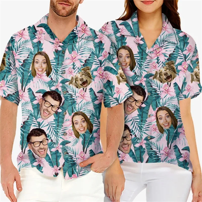 Full Print Custom Photo Hawaii Shirts Family Personalized Custom Face Unisex Hawaiian Beach Shirt Gift For Family Members 4