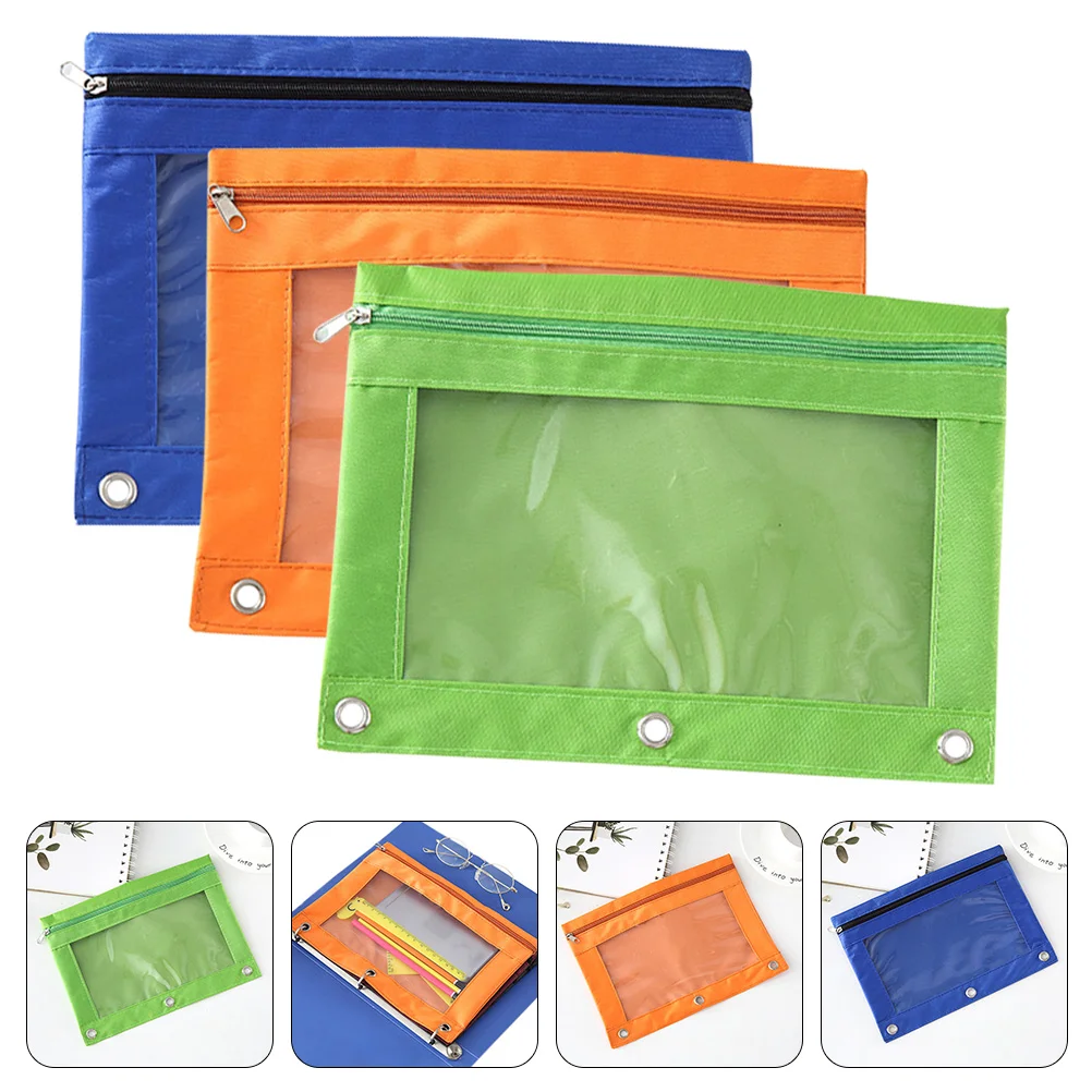 Binder Pouch Pen File Blinder Zipper Pocket Pockets Pouches Document