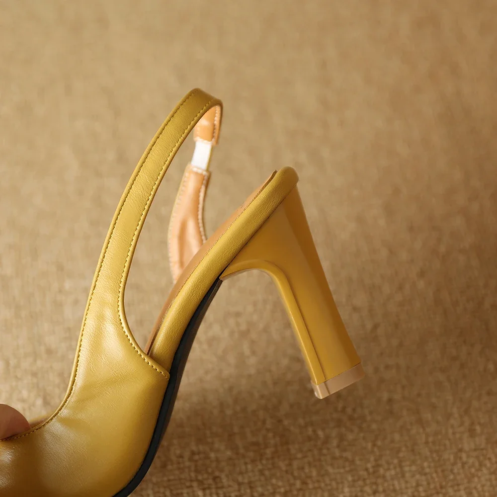 New Summer Beige Yellow Classic Women Slingback Sandals Sexy High Heels Office Lady Shoes Plus Big Small Size 32 43 46