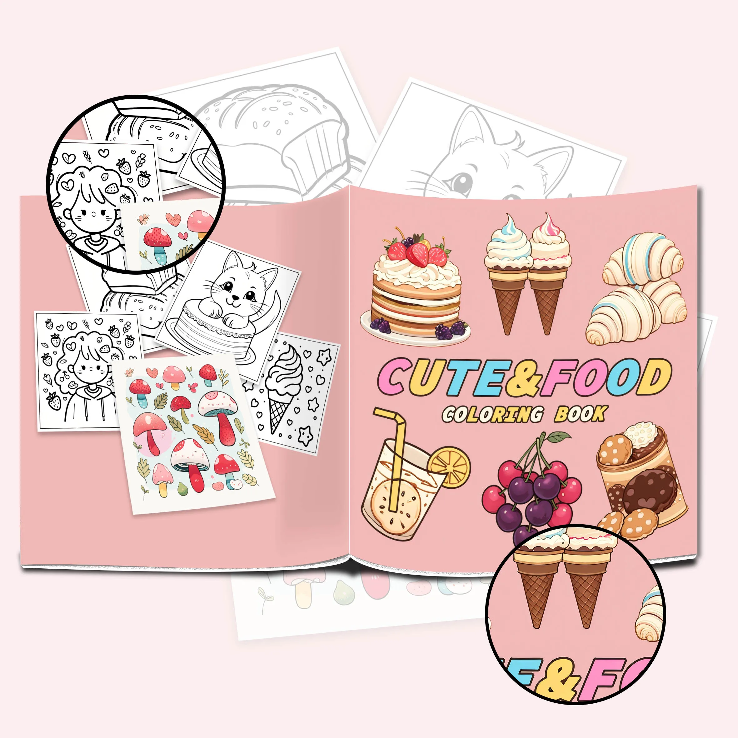 Cute Food Coloring Book: Adorable Bread & Cake Illustrations - Creative Art Book for Adults - 24 Thick Pages for Imagination 5