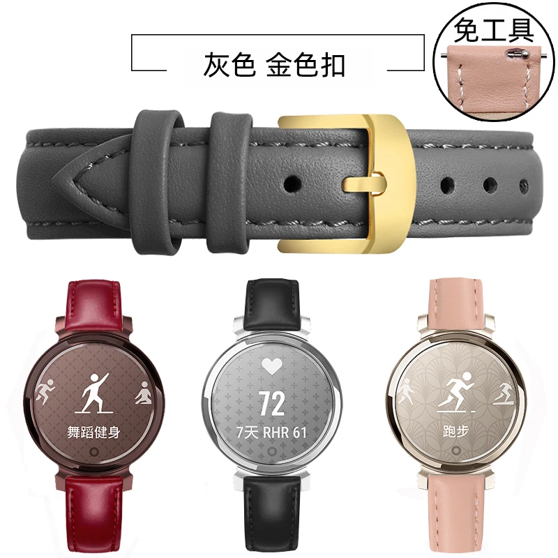 Elegant Genuine Leather Strap for Garmin Lily 2 Women's Smartwatch - 14mm Quick Release in Pink White
