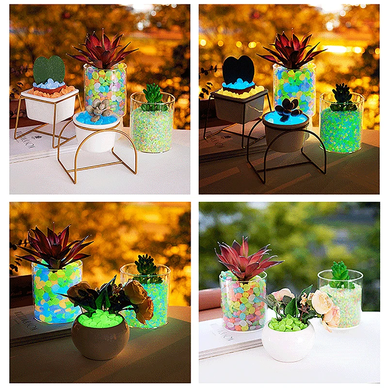 

100PCS 0.8-1.1cm Garden Decor Resin Luminous Stones Reusable Pebbles Outdoor Fish Tank Decoration Aquarium Accessories