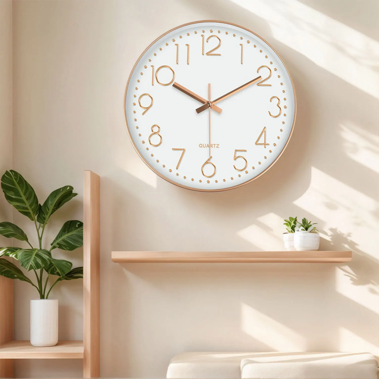 Minimalist Quartz Wall Clock Cubic Digital Clock Modern Style Silent Non Ticking Living Room Bedroom Office Clock 8/10/12 Inch