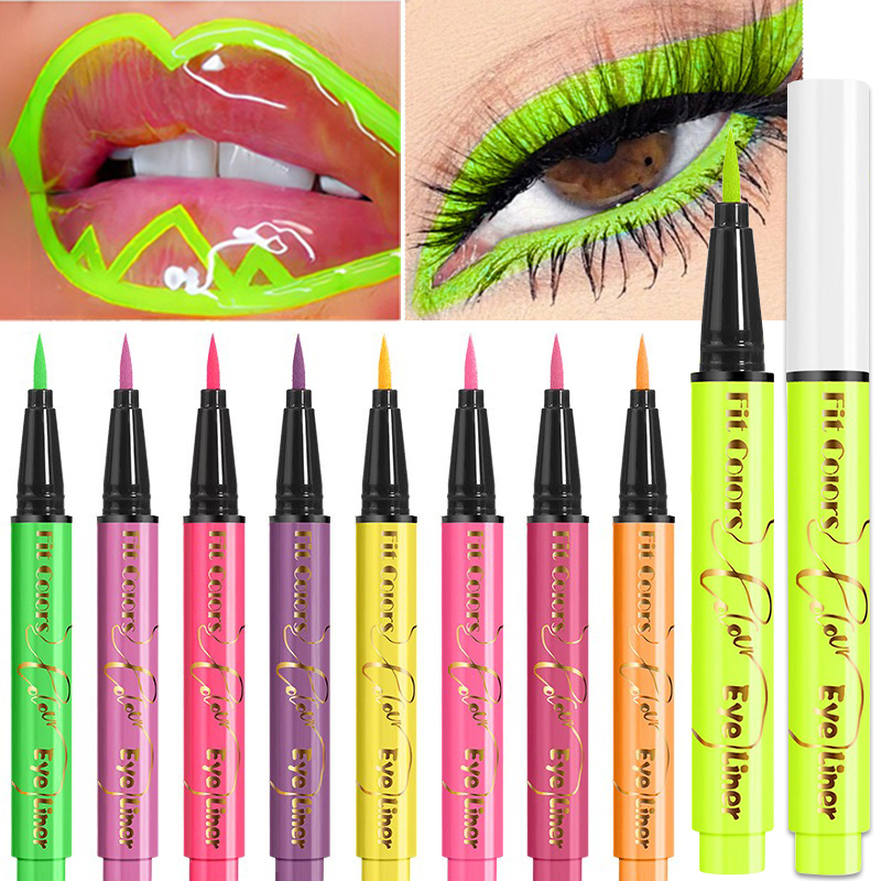 1pc Fluorescent Eyeliner Pen 12 Colors UV Waterproof Lasting Eyeliner Pen Makeup Eyeshadow Stick Face Painting Pencil Cosmetic