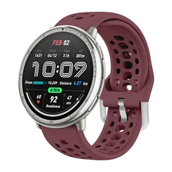 Premium Official Silicone Sports Strap - Breathable Bracelet - Amazfit Active 2 (Wine Red)