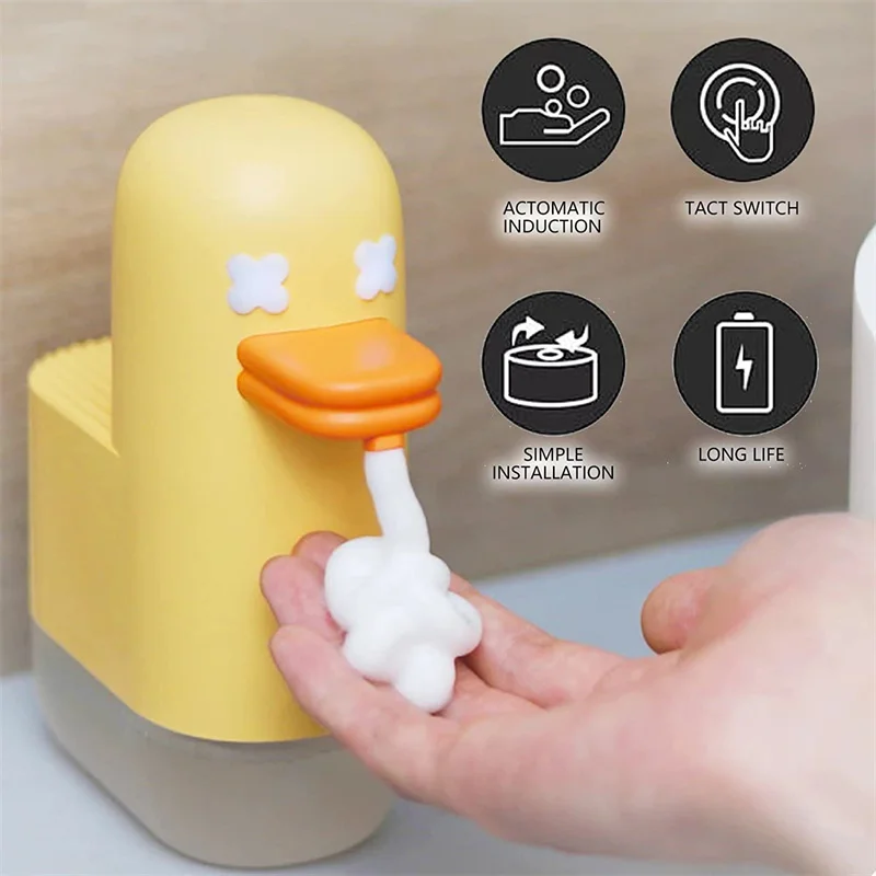 

350Ml Automatic Foam Soap Dispenser Rechargeable Cute Yellow Duck Soap Dispenser Home Decoration Infrared Liquid Soap Dispenser