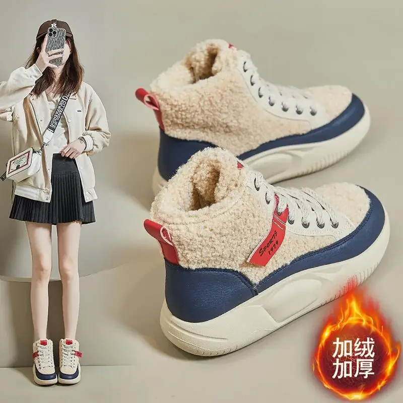 

Большие хлопковые ботинки для девочек, зимние утепленные высокие теплые спортивные ботинки с флисовой подкладкой для папы, повседневные зимние ботинки для девочек;