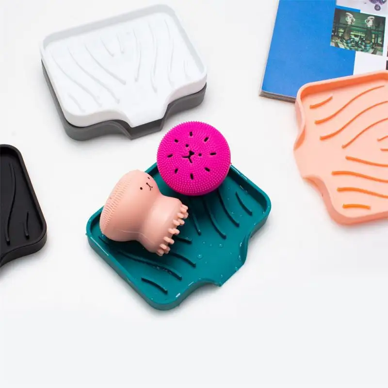 2024 Silicone Drain Soap Box Kitchen Bathroom Anti-slip Sink Tray Creative Washing Table Soap Tray Free Punch Drain Rack