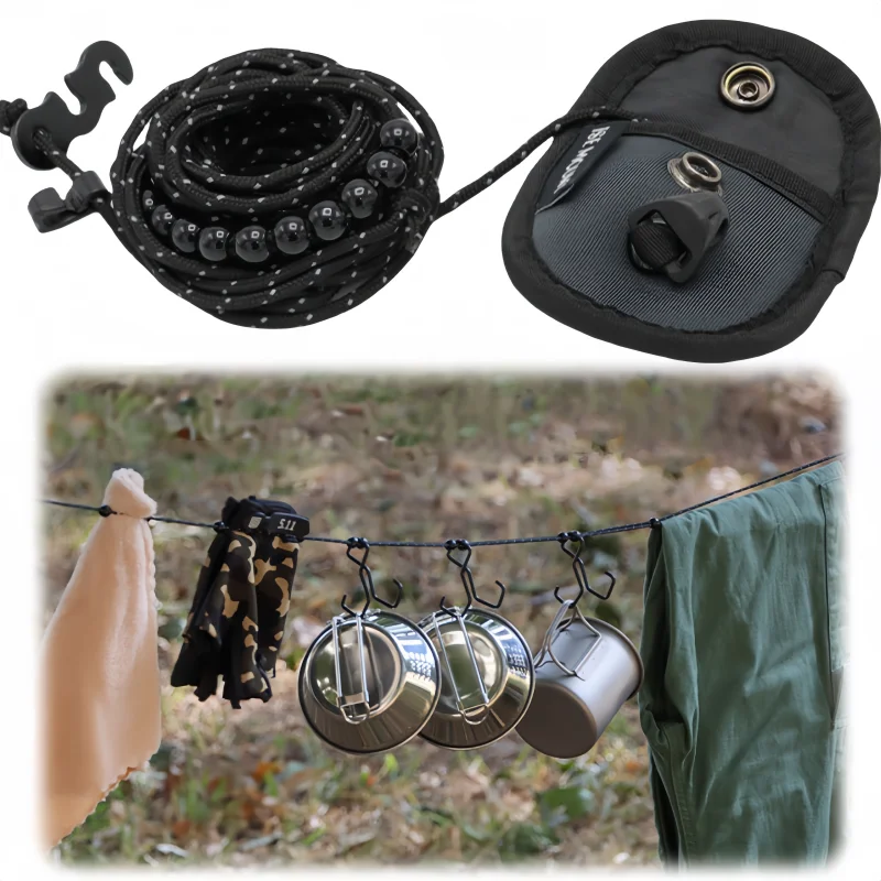 300 cm Tragbare Winddicht Reise Wäscheleine Outdoor Wandern Lampe Topf Organizer Seil Mit Lagerung Tasche Camping Ausrüstung
