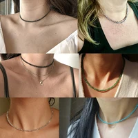 Colliers minimalistes en Lapis Lazuli, petites perles, à la mode, en pierre naturelle, Unakites, Labradorites, ras du cou, cadeaux de Yoga pour femmes 2