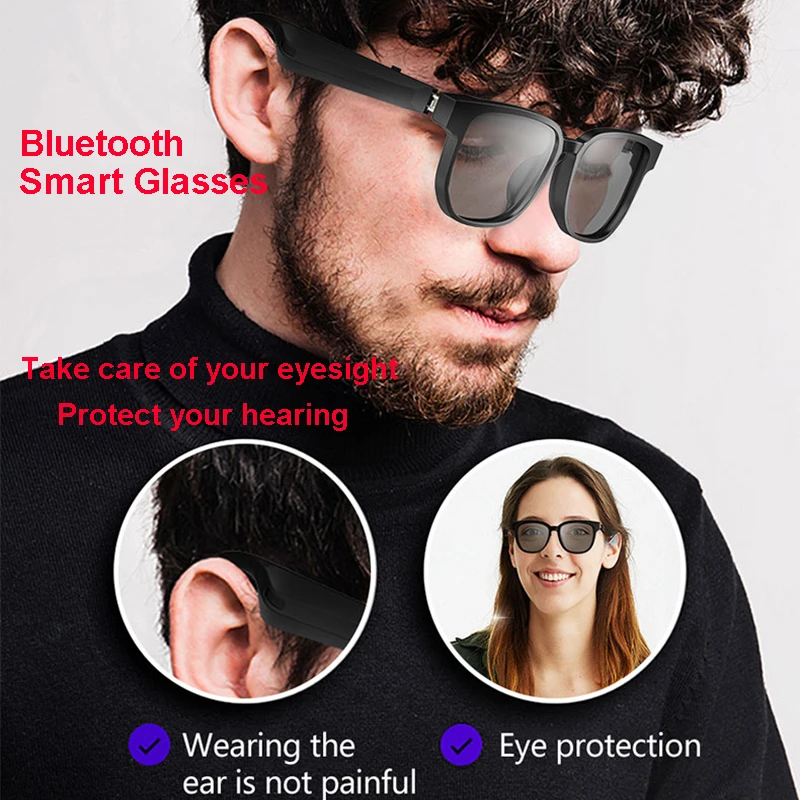 New Smart Glasses Wireless Earphones Bluetooth 5.1 Sunglasses Outdoor Drive Sport Hands-Free Calling Music Anti-Blue Eyeglasses