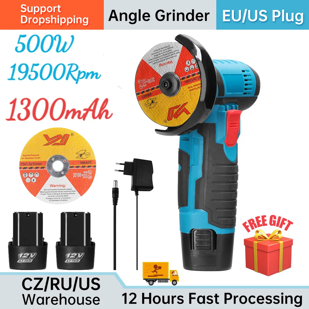 

12V Angle Grinder Handheld Portable Electric Grinder Machine Ceramic Tile Wood Multi-function Polishing Grinding Cutting Machine