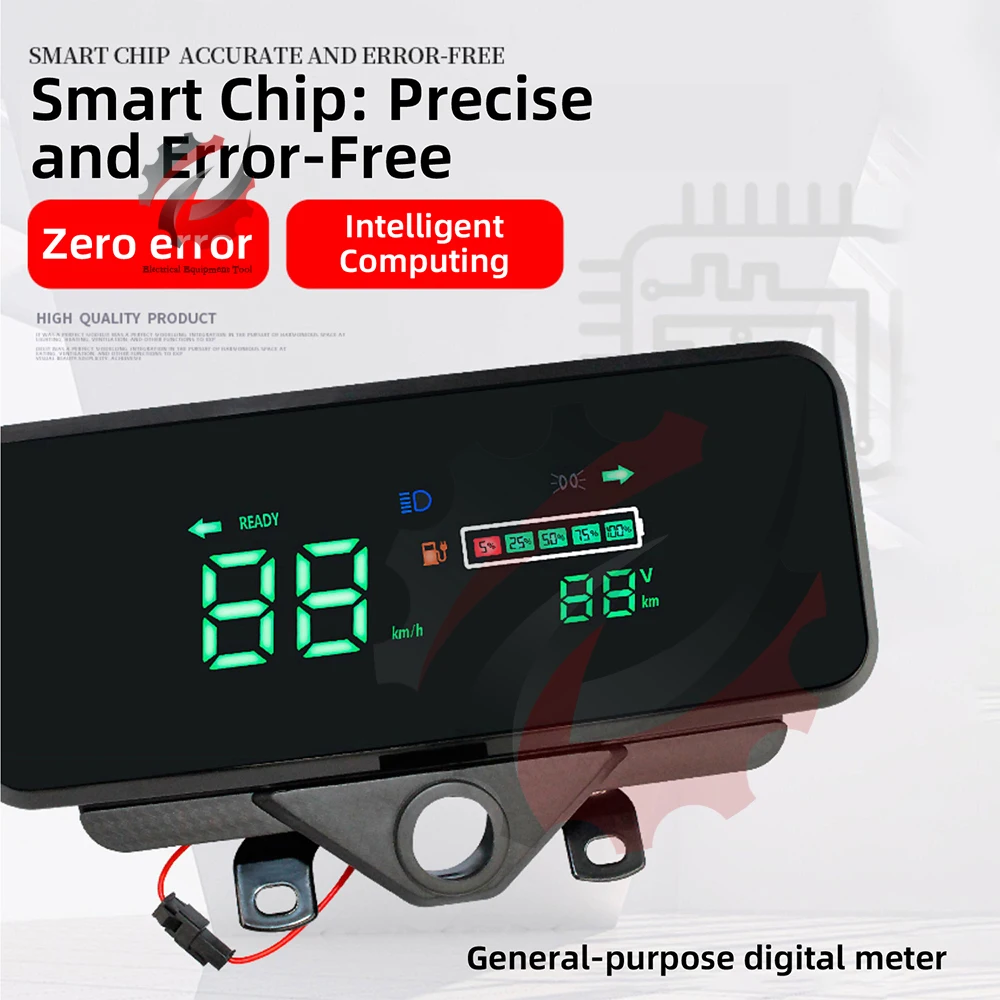 Display LED per Veicoli Elettrici, Tachimetro per Moto 48-72V, Pannello Strumenti Digitale per Triciclo Elettrico e Bicicletta, Componenti per Biciclette - immagine 4
