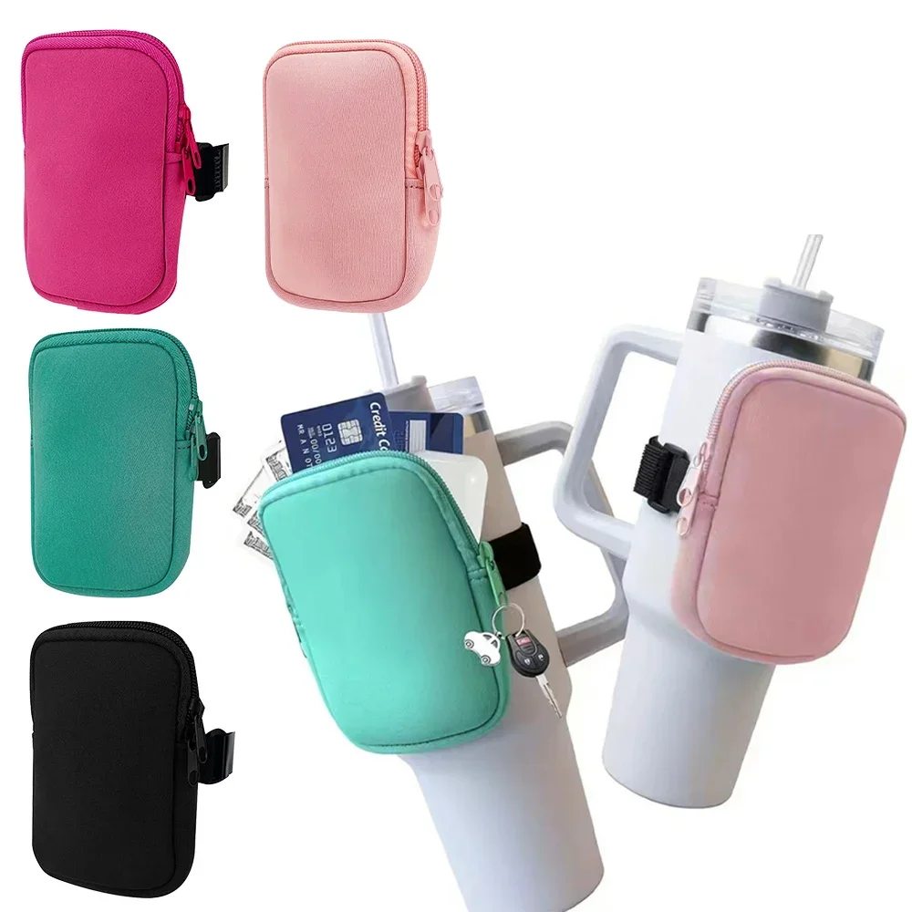 1pc Water Bottle Pouch with Card and Key Pocket - Fits 20oz, 30oz, 40oz Stanley Tumblers - Compact and Convenient