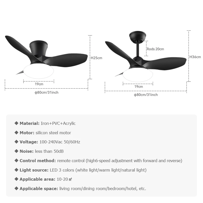 Mini Ceiling Fan Lamp Dining Room Bedroom Ceiling Fan Light Remote Control Home