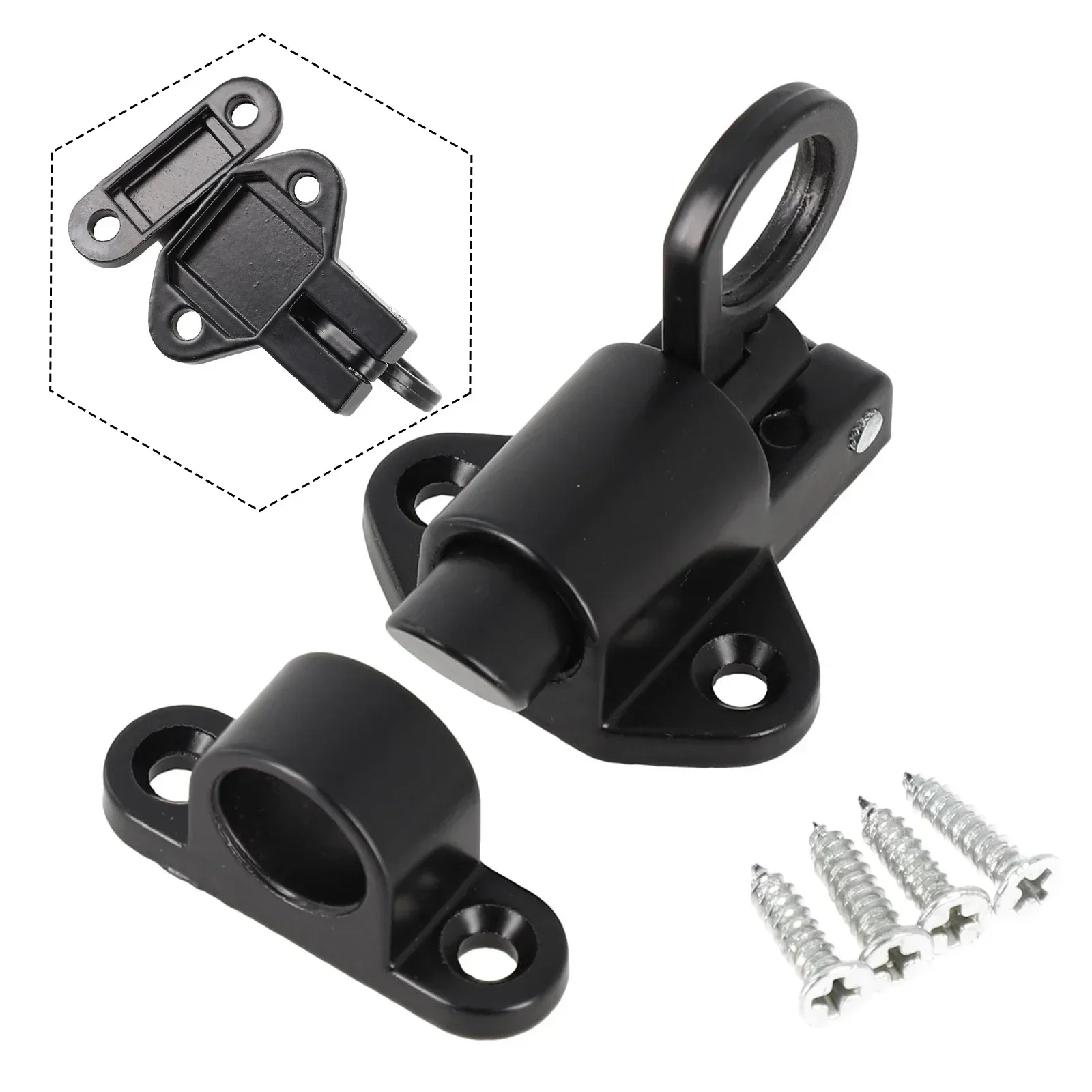 4.13 X 2.36 X 2.17 Inches Sliding Ring Door Pin Automatic SashLock Window Door Bolt Gate Security Pull Ring Spring Bolts Door Latch