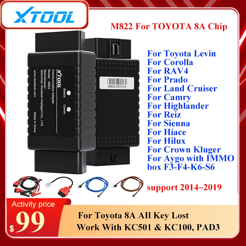 XTOOL CAN FD XTOOL M821 Adapter for Mercedes Benz All Key Lost M822 for Toyota 8A Chip KC501 X100 Pad3 X100Max Key programme