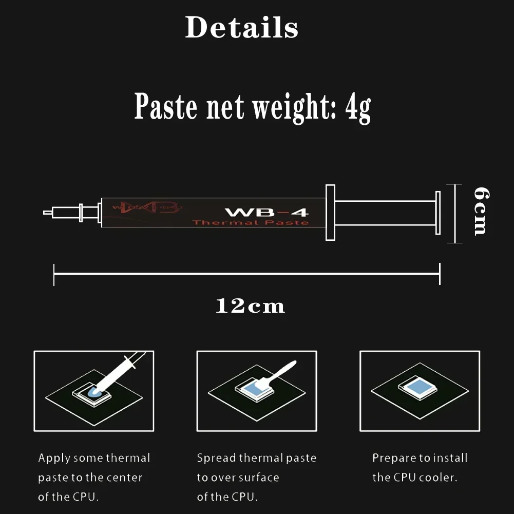 Thermal Paste Wovibo Thermal Paste WB-4 WB 4 4g 1g 17 W /M-k For CPU GPU Printer HeatSink Cooling Cooler Thermal Grease Compound Silicone