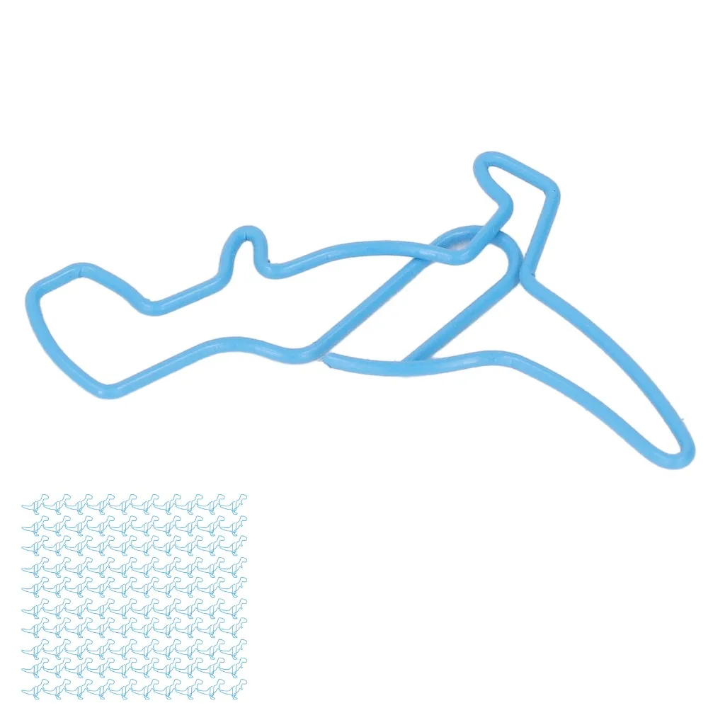 100Pcs 공룡 모양 재미있는 종이 클립 43*35mm 플라스틱 코팅 금속 금속 종이 클립 튼튼하고 내구성이 뛰어난 귀여운 종이 클립 메모 작성