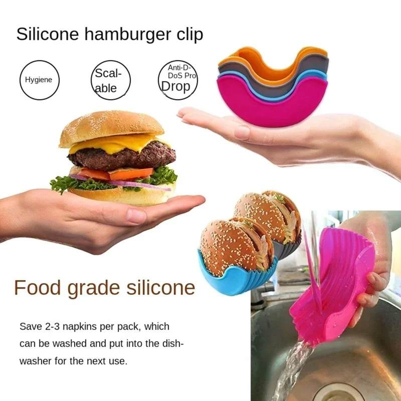 Silicone Burger Rack 1/4pcs Silicone Burger Tray Reusable Sandwich Burger Rack Tool Holder Shelf Storage Gadgets Dining Bar Kitchen Tools