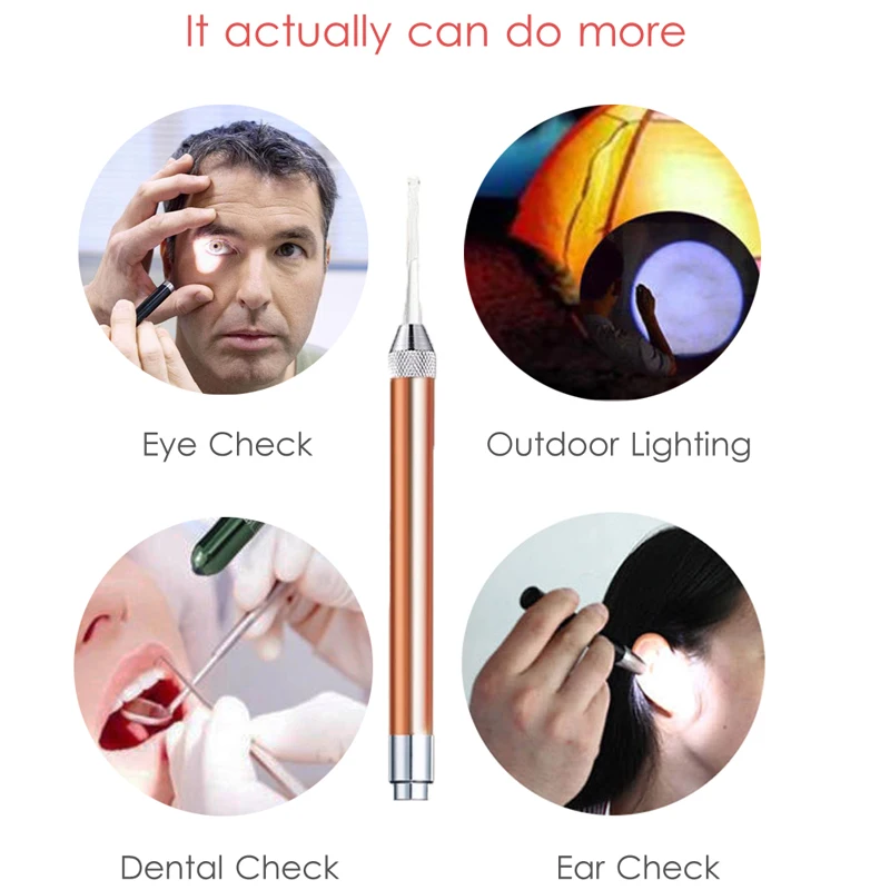 LED Penlight Torch Flashlight Otoscope Tool Earwax Removal Ear Wax Visual Spoon Earpick Cleaning Endoscope Light for Adult Baby 3