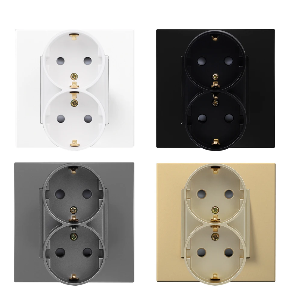 Tomadas Duplas para Casa e Escritório Tomadas Duplas de Parede ue Tomada Elétrica Painel de Plástico Branco Preto Cinza Ouro 86 mm 110250v 16a