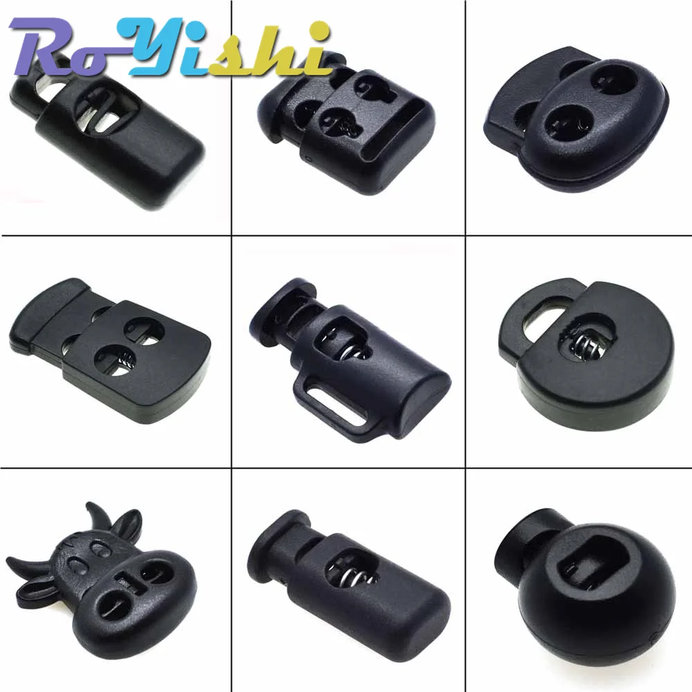 Description Picture 2 of item10 Pcs/Pack Cord Lock Toggle Clip Stopper Plastic Black For Bags/Garments
