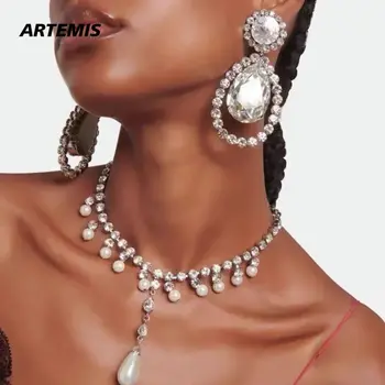 Europe Designer Crystal Oval Top Quality Large Earring Ear Clip Women Brand Luxury Jewelry Gift Trend 1