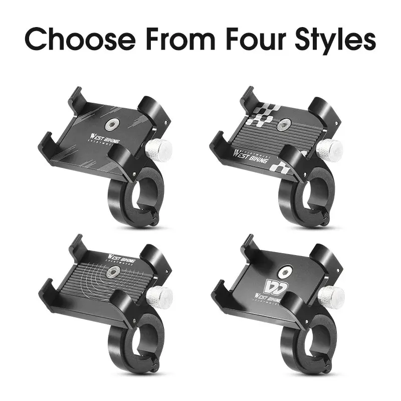WEST BIKING Cycling Phone Holder Lightweight Aluminum Alloy Bike Handlebar Phone Bracket Phone Mount MTB Road Bike Accessories