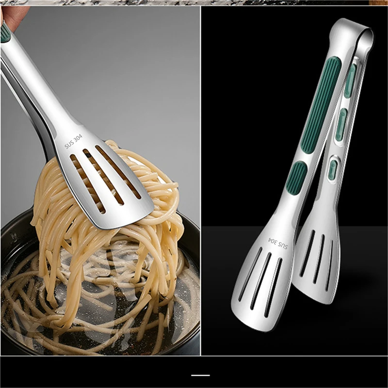 1pc Non Slip Stainless Steel Food Tongs Meat Salad Bread Clip Barbecue Grill Buffet Clamp Cooking Tools Kitchen Accessories stainless steel food tongs