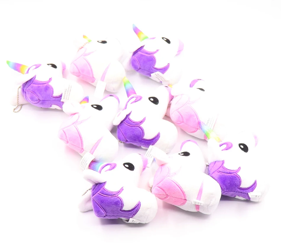 12cm Soft Unicorn Plush Toy Key Chain Key Ring Bag Charm Pendant Color Lovely Little Pendant Party Favorite ornament potting girl gift plush toy car accessory car key ring bag pendant pulling out carrot key chain korean style key chain