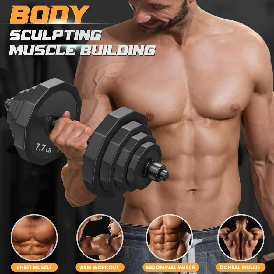 Weights Dumbbells Set,88 lbs (Each dumbbell 44lbs) with Solid Steel, Barbell Free Weight Set with Connector Workout Home Gym Equ