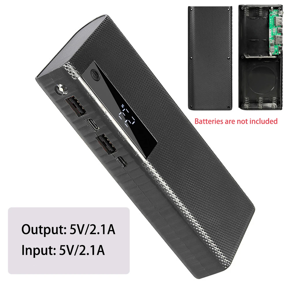 Battery Charger Powerbank Case 5 Slots 21700 Battery Charger Case DIY Power Bank Box With LED Digital Display Screen Batteries Charging Power Bank Shell