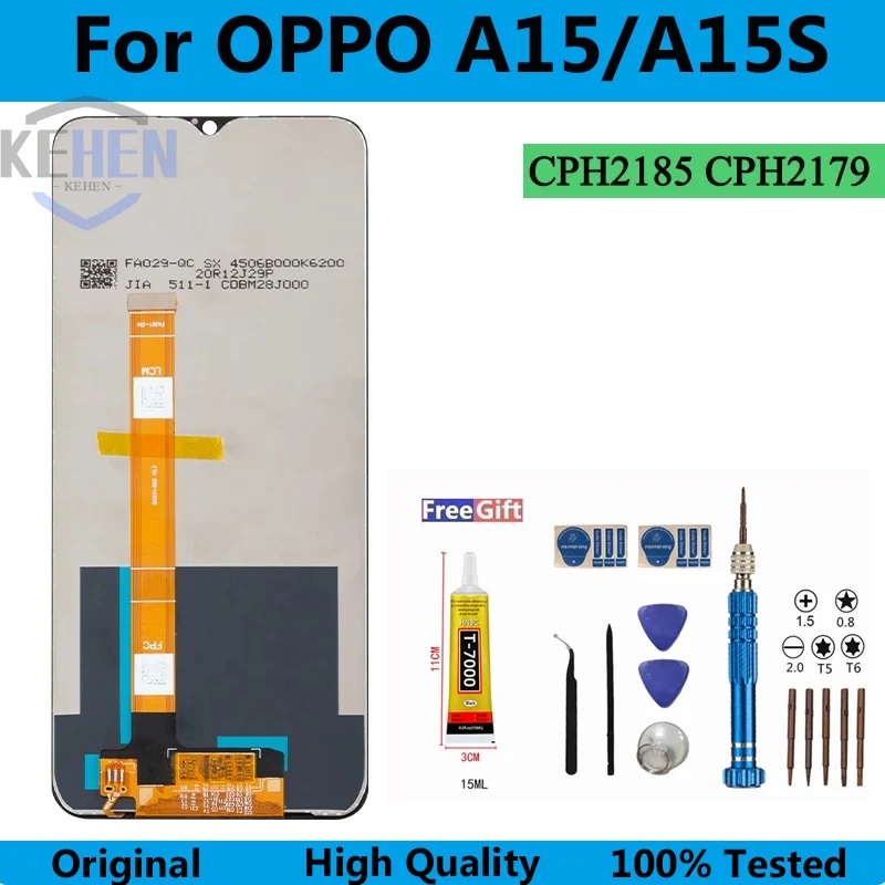 CPH2185 CPH2179 100% новый премиум ЖК-дисплей для OPPO A15 дисплей сенсорный экран дигитайзер панель в сборе для A15S ЖК-экран с рамкой