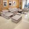 Linlamlim Living Room Italian Leather Couches | Luxury L-Shaped Genuine Leather Sectional Sofa Sets with USB, Bluetooth Speaker 1