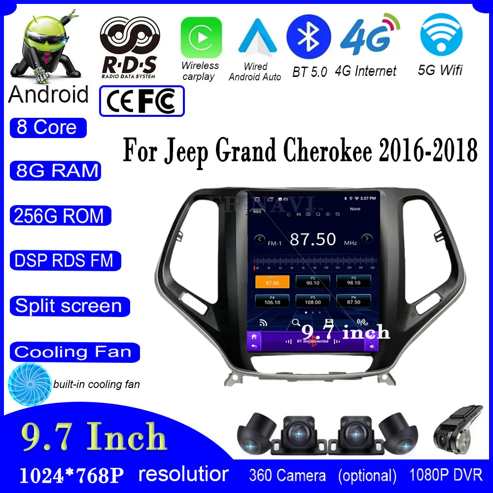 

Автомагнитола для Jeep Grand Cherokee, 9,7 дюйма, Android 13, GPS, DSP, IPS