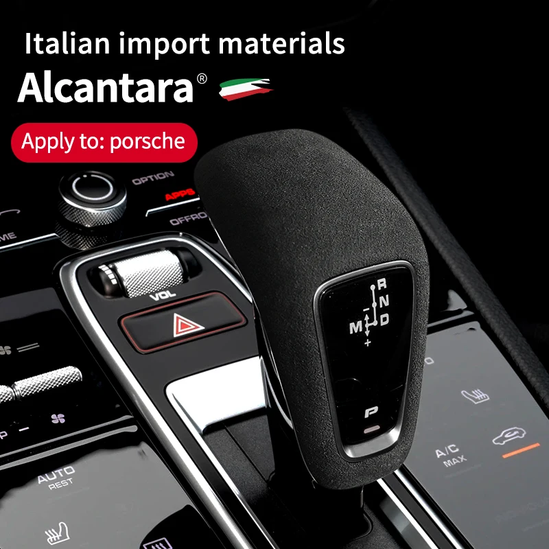 

For 2018-2023 Porsche Cayenne Alcantara Suede Gear Shift Cover Car Interior Head Shifter Knob Frame Trim Protection Case