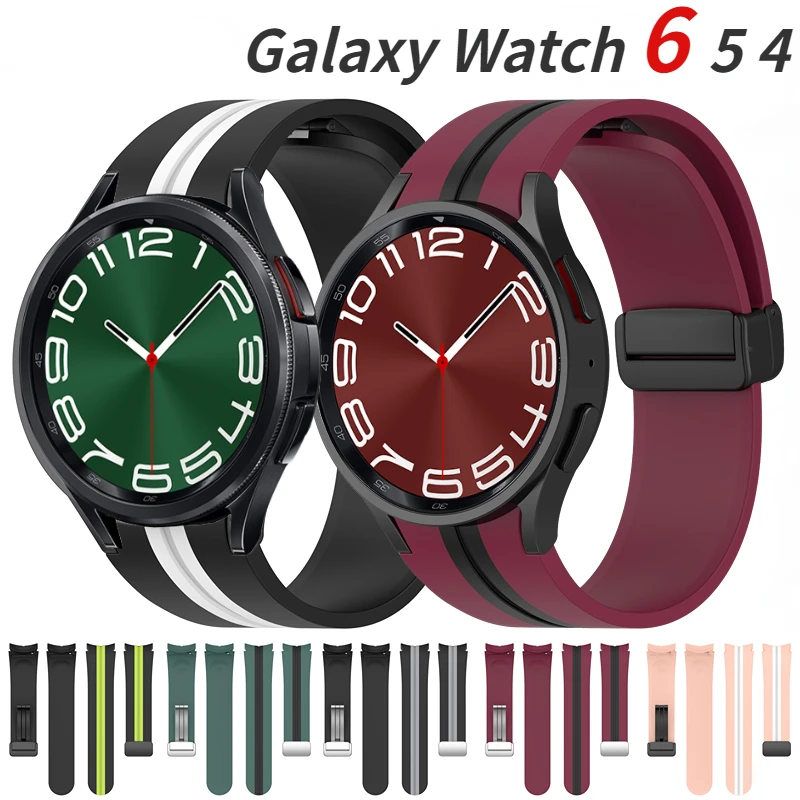 

Silicone Strap For Samsung Galaxy Watch 6/5/4 40mm 44mm 5 Pro 45mm Magnetic Loop Bracelet Galaxy Watch 6 Classic 47mm 43mm Band