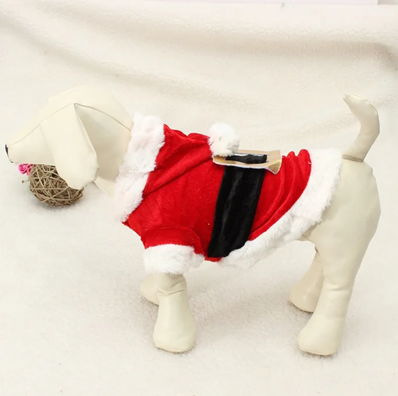 Santa Christmas Costume Pet Small Dogs Winter Hooded Coat Jackets Puppy Cat Chihuahua Yorkie Outfit