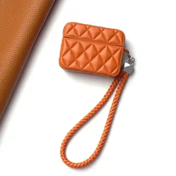 Luxury Diamond Leather Shockproof Cover Case with Lanyard - Airpods Pro (Brown)
