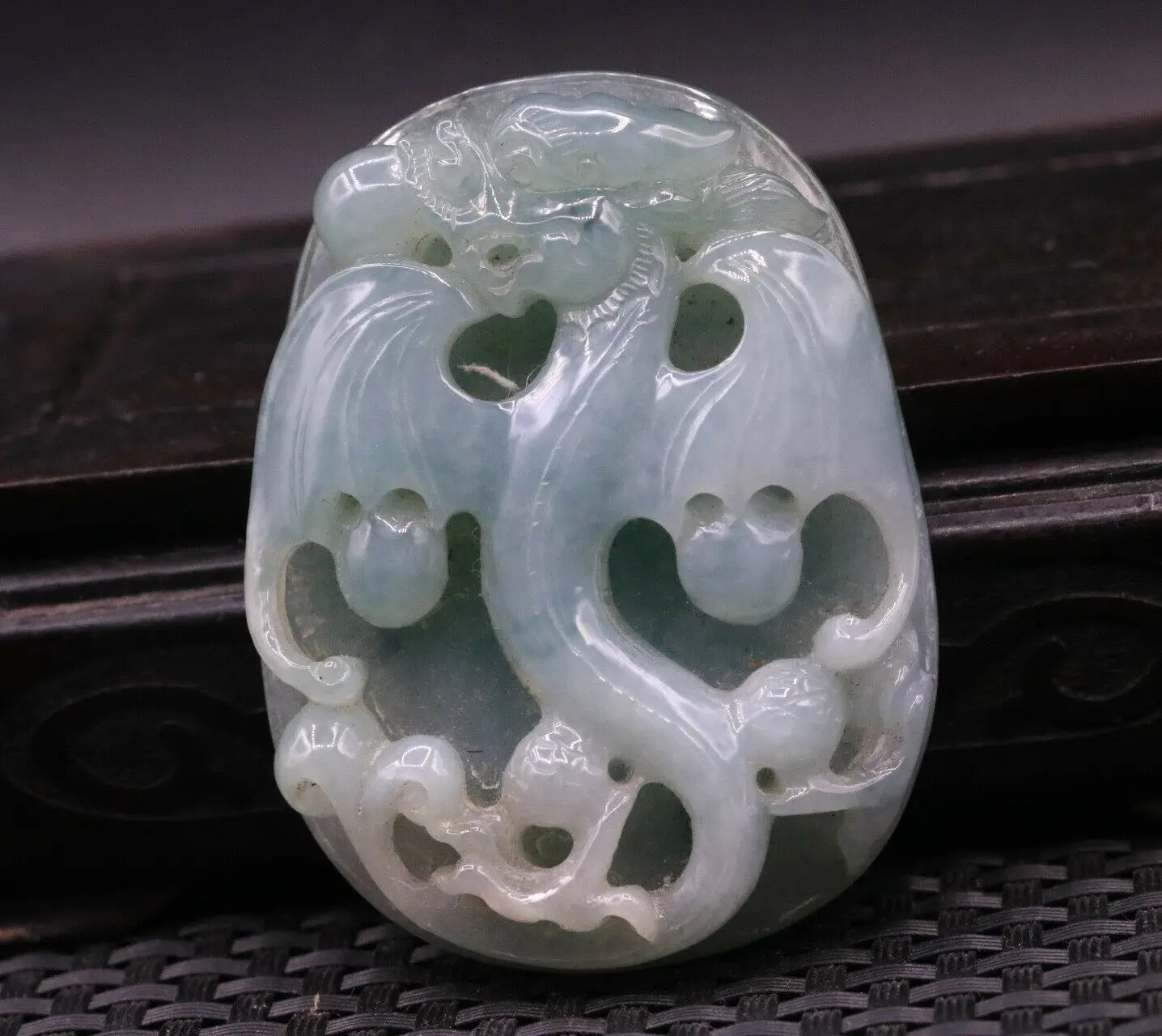 

Big Treasure Certificated Chinese Natural A Icy Jadeite Jade Winged Dragon King Pendant Amulet Carving LZK Timestown 20201128A